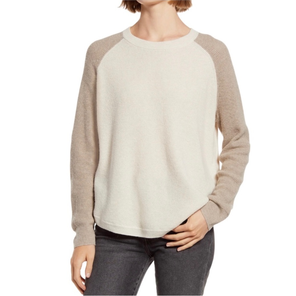 Madewell Jane Waffle Stitch Colorblock Sweater